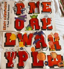 Vintage Happy Halloween Flocked Banner 7 Foot 1980s New picture