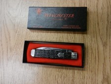 1987 Winchester 2921 Black Coffin 2 Blade Bone Handle Pocket Knife 3 1/2