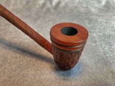 Wizard Smoking Pipe Long Stem Tobacco Pipe Rustic Black and Tan with Rings picture