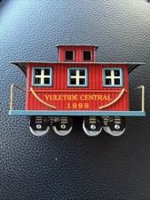 Vintage 1998 Hallmark Ornament Yuletide Central Train Red Caboose Tin #5 picture