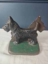 Pair Vintage Black Scottie Dog Heavy Cast Iron Book Ends/Door Stops picture
