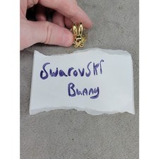 Swarovski Crystal Bunny Rabbit Figurine Gold Tone Accents Faceted Glass 1 Inch picture