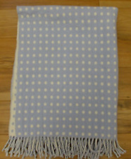 VTG Bronte Blue White Polka Dots Merino Wool Baby Lap Blanket 36x28 England Cozy picture