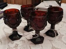 Vintage 4 Piece Ruby Red Avon 1876 Cape Cod Collection Wine Goblets Lot3 picture
