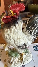 Vintage HandPainted Ceramic RoosterFigurine W/BigRed Comb, Mid-Century Kitchen  picture