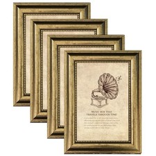 5x7 Picture Frame with Real Glass, 4 set Ornate Vintage 5x7in ps-Gold-4pcs picture