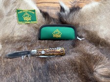 Pre 1964 Vintage Puma 959 Jagdmesser Knife With Stag Handles Puma Green Pouch picture