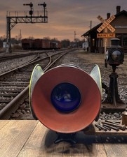 Vintage Adlake Railroad Switch Lamp Yellow Red Target Hoods Amber Blue Lenses picture