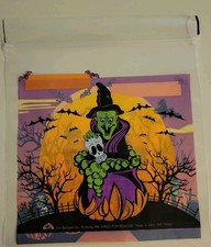 VTG 19-Halloween Trick/Treat Candy Plastic Treat Bag-Witch-Pumpkins-Skulls-Bats picture