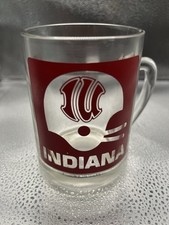 Vintage Indiana University IU Hoosiers Glass Coffee Mug Old School Logo USA picture