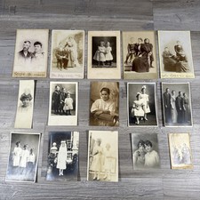 Antique Lot of 15 Photos RPPC Family Men Ladies Children Portraits Early 1900s picture