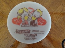VINTAGE OAK BRAND VANILLA ICE CREAM 10 PTS LID only FREEPORT IL picture