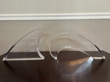 Vintage Monumental Lucite Acrylic Sculptural Bookends MCM Modern 16 Lb Pair picture