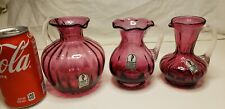 Pilgrim Cranberry Glass Pitchers. 3 in all.  Stamped and Original Foil Labels.   picture