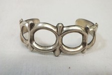 Vtg Native American Navajo Sandcast Sterling Silver Bracelet Cuff Modernist picture