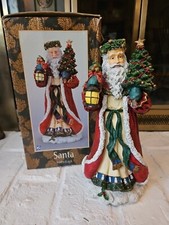 Vtg 1990s SANTA CLAUS W/TREE Christmas Holiday Figurine JC Penny W/ Original Box picture