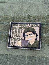 Coffee Army How About A BIG Cup Vintage Funny Grunt Patch Hook loop picture