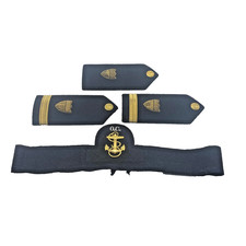 Vintage U.S. Naval Officer Candidate Shoulder Boards Cap Band Black Gold picture