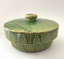 Watt Pottery Moon and Stars Green Glaze Yellow Ware 7