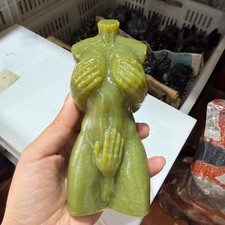 1pc Natural green Quartz Carved female model Skull Crystal Reiki Decor picture