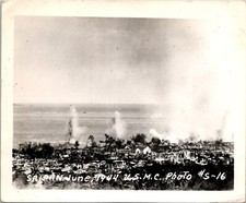 1944 WWII Battle of Saipan Marines USMC Beach Village Photo Reprint 4x5 #318 picture