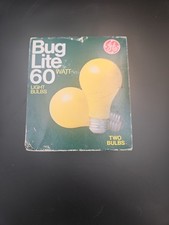 GE Yellow Bug Lite Light 60 Watt Bulbs - Vintage USA Made New Old Stock 2 BULBS picture