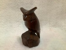 Hand Carved Vintage 3 Inch Wood Owl Figurine Collectible Hand Crafted Sculpture picture