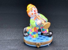 Limoges France Sinclair Clown Trumpet Trinket Box Peint Main Limited Rare Signed picture