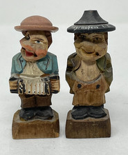 LOT OF 2 VINTAGE MAYRHOFEN I.Z. AUSTRIA HAND CARVED WOOD MEN FIGURINES picture