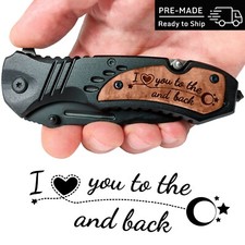 I Love You to the Moon and Back, Engraved Pocket Knife, Anniversary Gift for Him picture