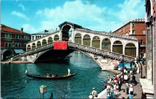 Venezia Ponte di Rialto Vintage Posted Postcard Italy Color Photo With Stamp picture