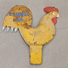 Antique Cast Iron Hummer E184 Yellow Rooster Windmill Weight 10x10, 8.10lbs picture