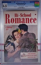💘 HI-SCHOOL ROMANCE #1 FILE COPY CGC 6.5 HARVEY 1949 Golden Age archie teen GGA picture