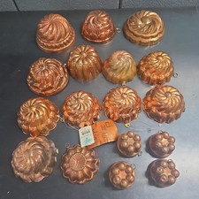 Vtg Copper Jello Mold Lot of 17 Fluted Cake Pastry Wall Decor Pans METALUTIL picture