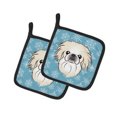 Caroline's Treasures Snowflake Pekingese Pair of Potholders BB1655PTHD picture