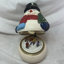 Mr. Christmas Animated Porcelain Snowman Music Box Skating Scene Holiday Decor picture