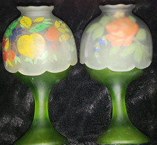 Pair Westmoreland Vint  Fairy Lamps Frosted Glass  4 Bat flame  Candle  Included picture