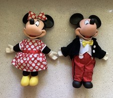Vintage Mickey & Minnie Mouse Set, 70’s-80’s, 15”, Rubber Head/Hands/Feet MINT picture
