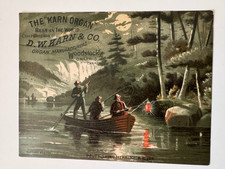 Large Trade Card Woodstock Ontario Canada DW Karn Organ Mfg night fishing river picture