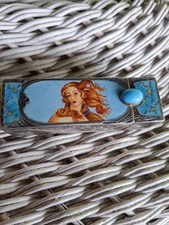 Vintage Italy Floral 800 SILVER LIPSTICK CASE BLUE ENAMELED picture