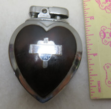VTG Ronson 1937 Heart Table Lighter Art Deco Heart within a Heart NO Monogram. picture