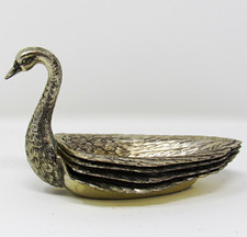 Vintage Silver Plated Metal Swan Cocktail Dish Set With 3 Dishes picture