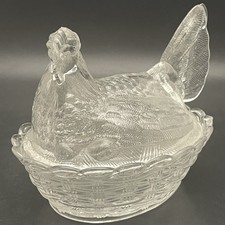 L.G. Wright Clear Glass Split Tail Hen on Nest Candy Dish 1937-1969 USA 5