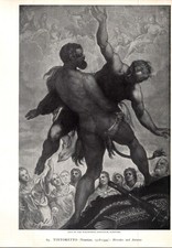 Tintoretto Venetian 1518-1594 Hercules & Antaeus Hartford 1939 Art Print 5A7 picture