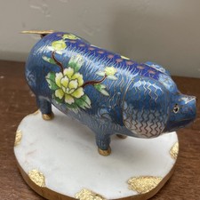Vintage Chinese Cloisonné Enamel Pig picture