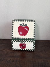 Vintage World Bazaar Wooden Apple Recipe Box 1990s Farmhouse Style picture