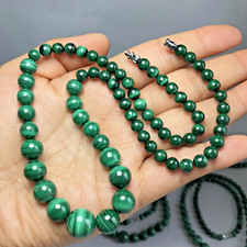 6mm-12mm Natural malachite gemstone Crystal chain beads necklace 54g-55g A5266 picture