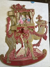 Large 11”x9” Victorian Die Cut Pop-up Valentines Day Card Camel Pyramids picture