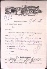 1908 Brown Manufacturing Ramon Remedies Greenville TN Billhead 5.75 x 8.5