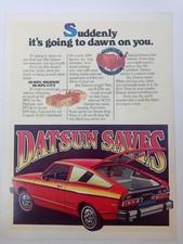 1980 DATSUN B-210 Red Car Hatchback Saves Vintage Print Ad 1980's picture